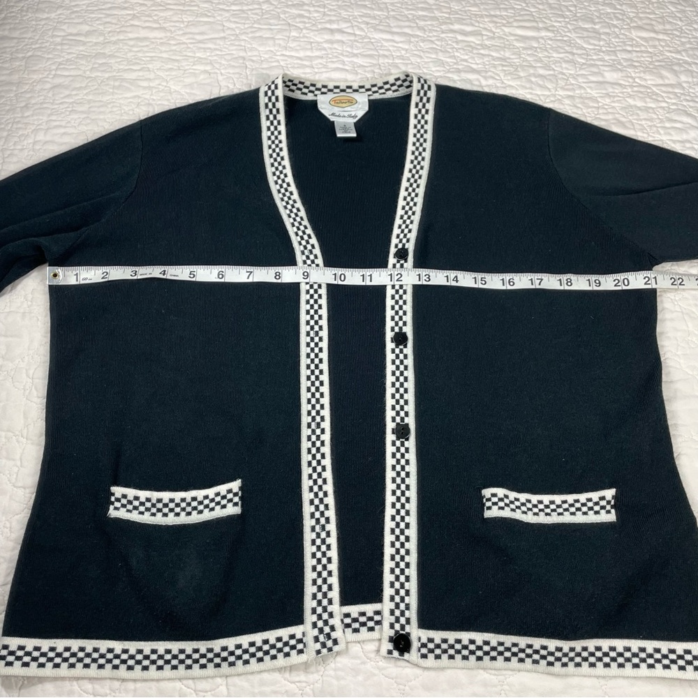 🔥Talbots Made in Italy Black White Checker Cardigan Sweater Set Women Size S - Picture 12 of 15